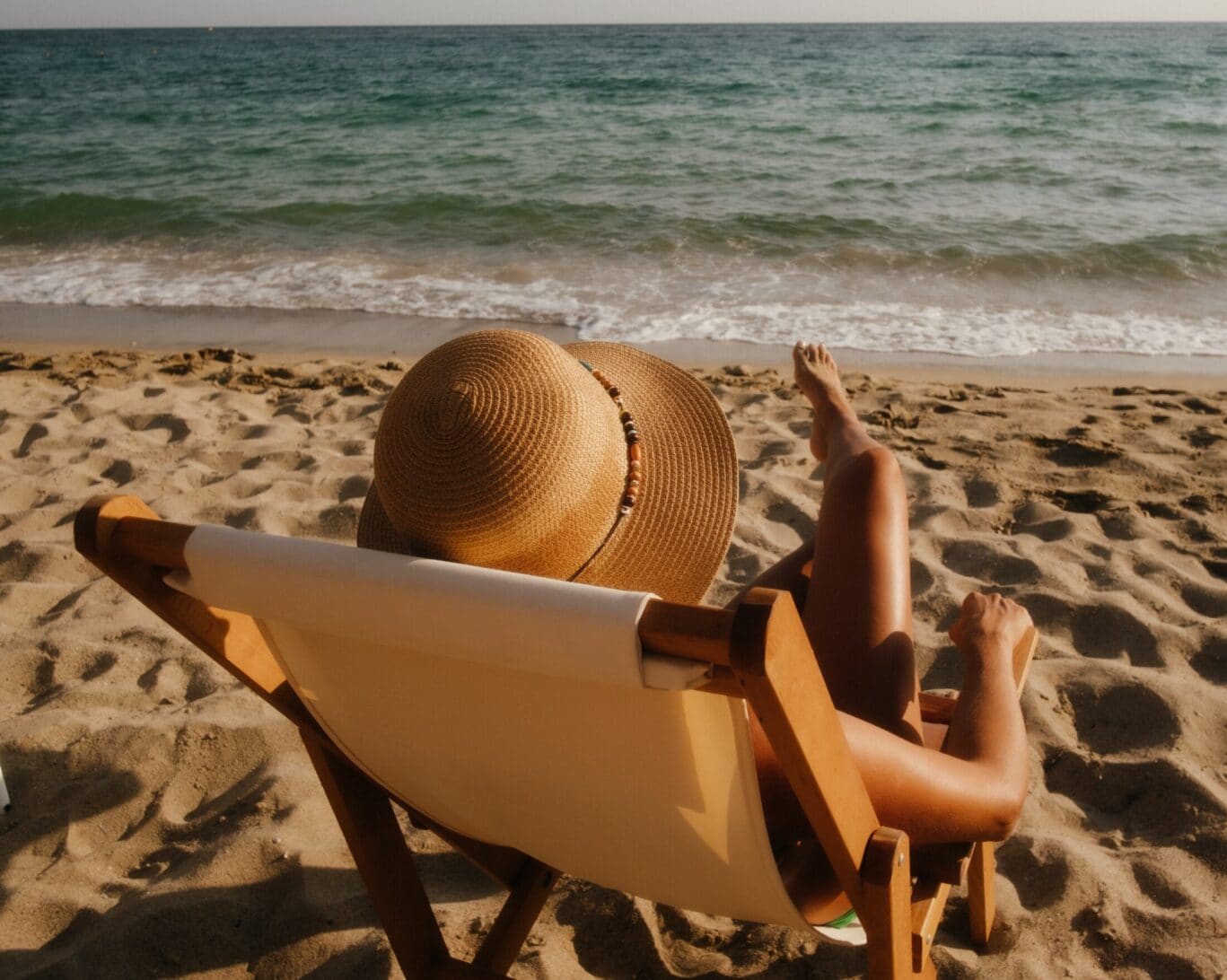 woman on beach chair